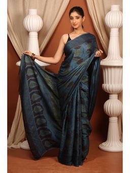BEGUM BELIYA - Azure Majesty Blue Saree with Unstitched Blouse