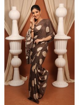 BEGUM BELIYA - The Polka Palace Brown Saree with Unstitched Blouse