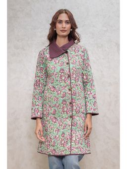 NAVYAS FASHION - Floral Bukhara Green Quilted Jacket