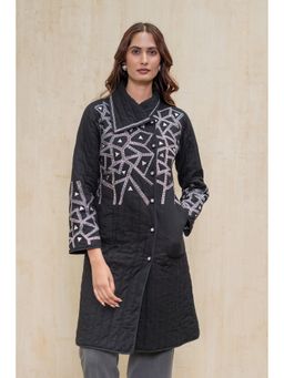 NAVYAS FASHION - Embroidered Quilted Black Jacket