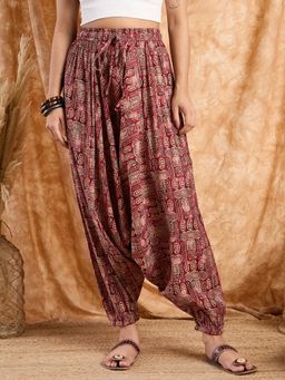 InWeave - Barn Red Paisley Cowl Harem Pant
