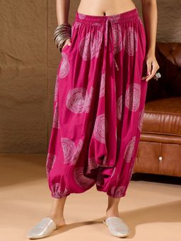 InWeave - Fuchsia Circle Print Cowl Harem Pant