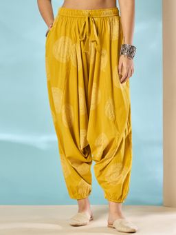 InWeave - Yellow Circle Print Cowl Harem Pant