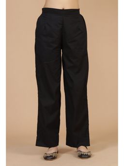 Tjori - Solid Cotton Black Pants