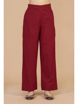 Tjori - Solid Cotton Red Pant