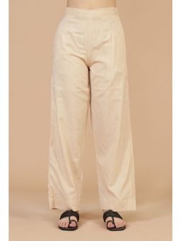 Tjori - Straight Cotton Beige Pants
