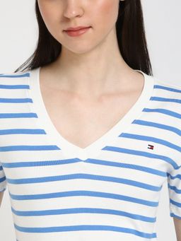 Tommy Hilfiger - Blue Women Casual V-Neck T-Shirt