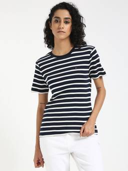 Tommy Hilfiger - Navy Blue Women Casual Crew Neck T-Shirt