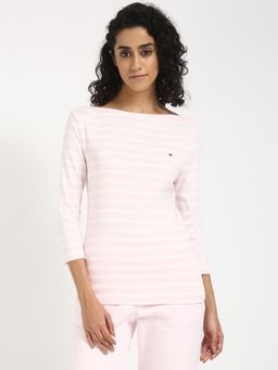 Tommy Hilfiger - Pink Women Casual Boat Neck T-Shirt