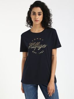 Tommy Hilfiger - Navy Blue Women Casual Crew Neck T-Shirt