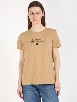 Tommy Hilfiger - Beige Women Casual Crew Neck T-Shirt