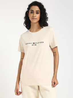 Tommy Hilfiger - Beige Women Casual Crew Neck T-Shirt