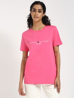 Tommy Hilfiger - Pink Women Casual Crew Neck T-Shirt
