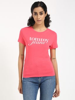 Tommy Hilfiger - Pink Women Casual Crew Neck T-Shirt