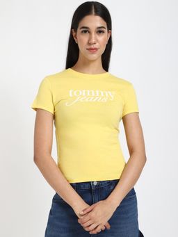 Tommy Hilfiger - Yellow Women Casual Crew Neck T-Shirt
