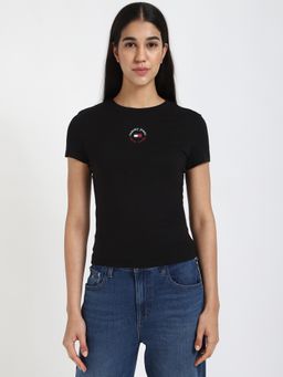 Tommy Hilfiger - Black Women Casual Crew Neck T-Shirt