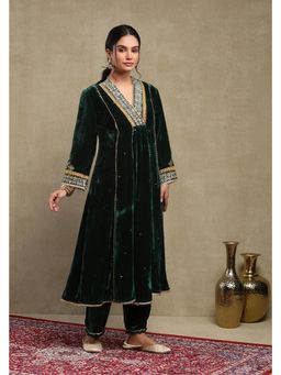 DOHR INDIA - Anam Forest Green Embroidered Kurta with Pant