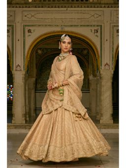 Sheetal Batra - Aaliya Dabka Zardozi Embroidered Raw Silk Gold Lehenga with Blouse and Dupatta