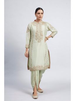 Sheetal Batra - Aabish Mint Green Tilla Embroidered Kurta with Dhoti Pant