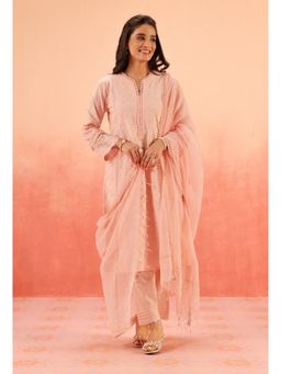 DOHR INDIA - Maira Pink Schiffli Embroidered Kurta Set (Ready To Ship)