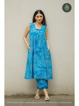 Ethnic Elements - Aquatic Fern Block Printed Cotton Kurta & Pant