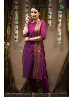 Ethnic Elements - Jamuni Cord Set - Paithani Weaved Cotton Kurta And Pant Set