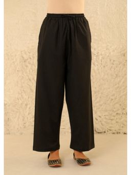 House of Chikankari - Cotton Loom Women'S Solid Black Straight Pant