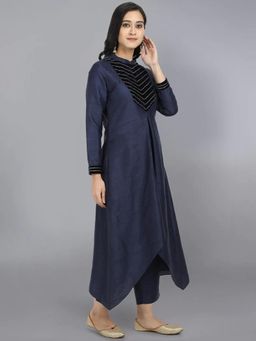 HAAVI BY PURAB - Women Blue Silk Embroidered Kurta with Palazzo