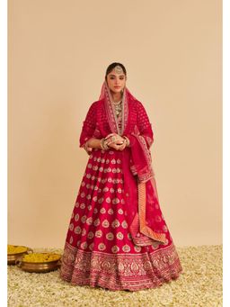 Sheetal Batra - Maira Dabka Embroidered Raw Silk Bridal Lehenga with Blouse & Dupatta