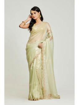 Aparnaa - Green Pista Colour Raina Silk with Unstitched Blouse
