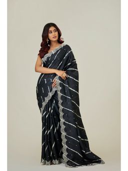 Aparnaa - Black Pure Tussar Saree with Unstitched Blouse