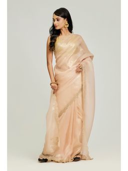 Aparnaa - Light Pink Organza Tissue Saree with Unstitched Blouse