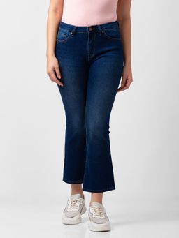 Spykar - Women Dark Blue Lycra Bootcut Fit Ankle Length Jeans (elissa)