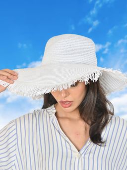 ToniQ - Women White Foldable Summer Beach Floppy Hat