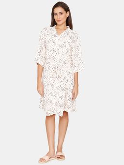 Zivame - Coucou Above Knee Robe with tie on - Buttercream - White