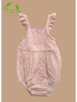Cot & Candy - Organic Muslin Sleeveless Frill Romper-Pink