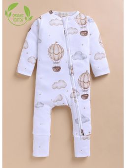 Cot & Candy - Organic Zipsuit-Balloon Pop Bodysuit-White