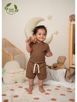 Cot & Candy - Organic Short Sleeve Romper-Brown
