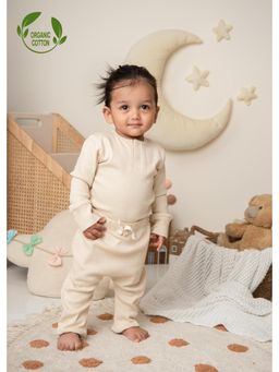 Cot & Candy - Organic Long Sleeve Romper-Beige