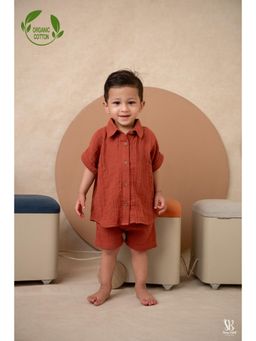 Cot & Candy - Organic Muslin Oversized Co-Ord Set-Rust