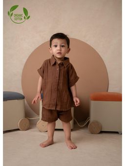 Cot & Candy - Organic Muslin Oversized Co-Ord Set-Brown