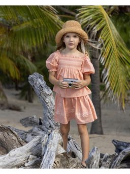 EARLY SUNDAY - Girls Luna Skirt Cotton Dobby Swiss Dots - Strawberry