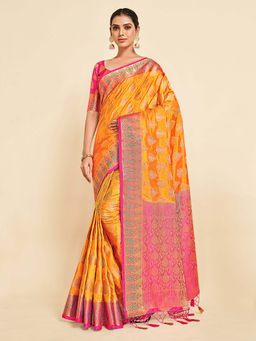 Mimosa - Women'S Kanjivaram Art Silk Saree With Unstiched Blouse
