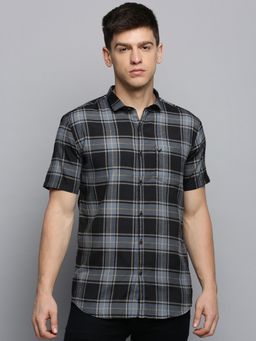SHOWOFFFF - Mens Spread Collar Checked Grey Classic Shirt