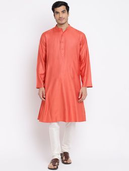 Fabindia - Coral Viscose Silk Woven Long Kurta