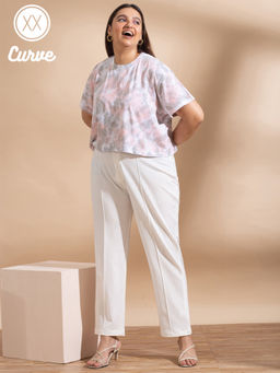 Twenty Dresses by Nykaa Fashion - Curve White Tie And Dye Crew Neck T Shirt