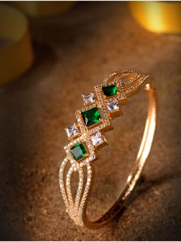 Saraf RS Jewellery - Gold plated with Green American Diamond studded handcrafted designer Bracelet (Onesize)