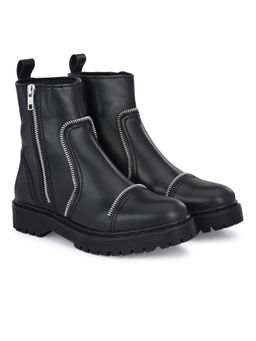 Delize - Women Black Solid Ankle Length Chelsea Boots