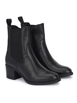 Delize - Women Black Solid Ankle Length Chelsea Boots