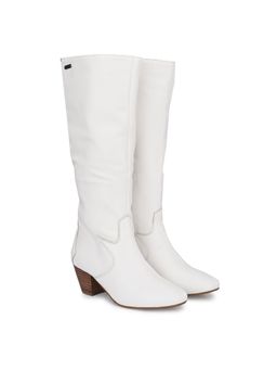 Delize - Women White Solid Long Chelsea Boots
